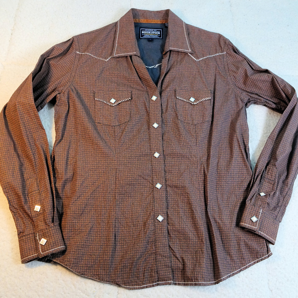 Western Rough Stock Diamond Pearl Snap L/S Large